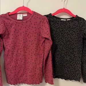 Zara Kids Long Sleeve Tees - Berry and Charcoal Heart Print